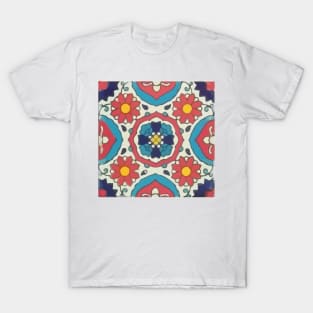 Mexican flower classic style talavera tile baldosa T-Shirt